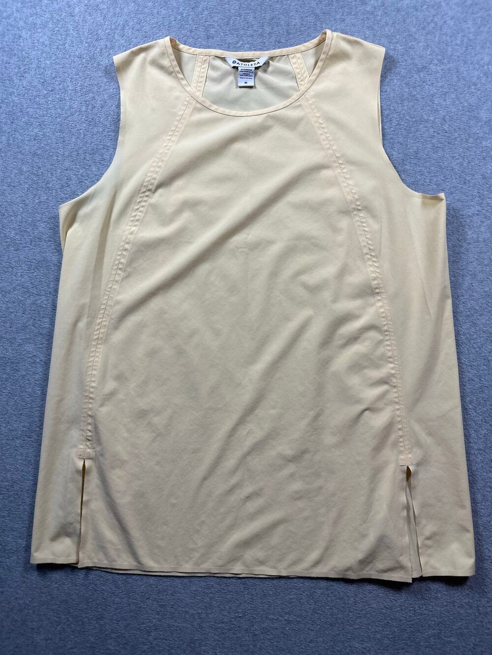 Athleta Zephyr Refined Tank Top Women's Medium Yellow Sleeveless Side Slit